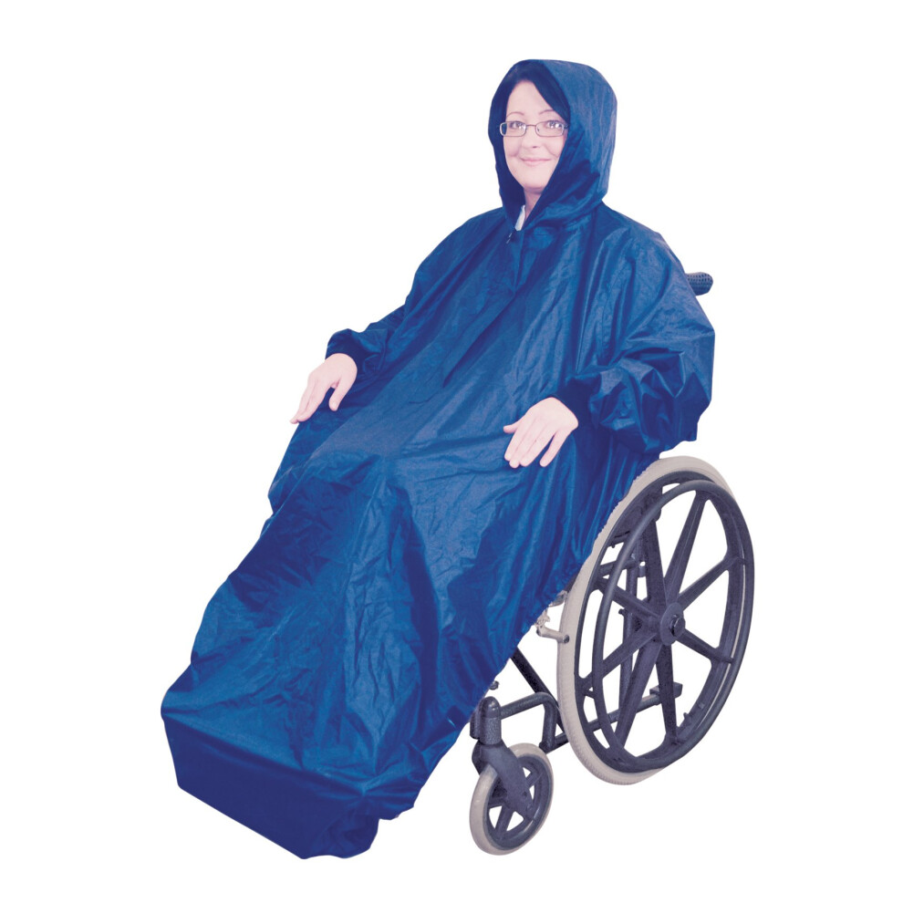 Fleece Lined Wheelchair Mac With Sleeves Blue