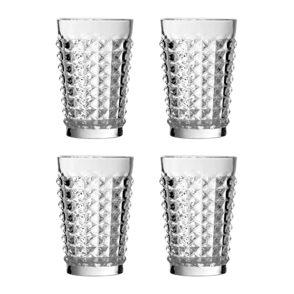 Set Of 4 Pyramid Hi Ball Glasses, Clear, 330 ml