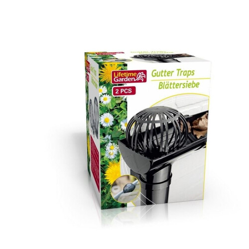 2Pc Black Plastic Gutter Pipe Traps Stops Blockage In Rain