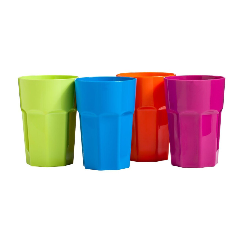 Round Set Of 4 Assorted Plastic 440ML Tumblers, Colorful Round Tumbler, Durable & Scratch Resistant Tumbler