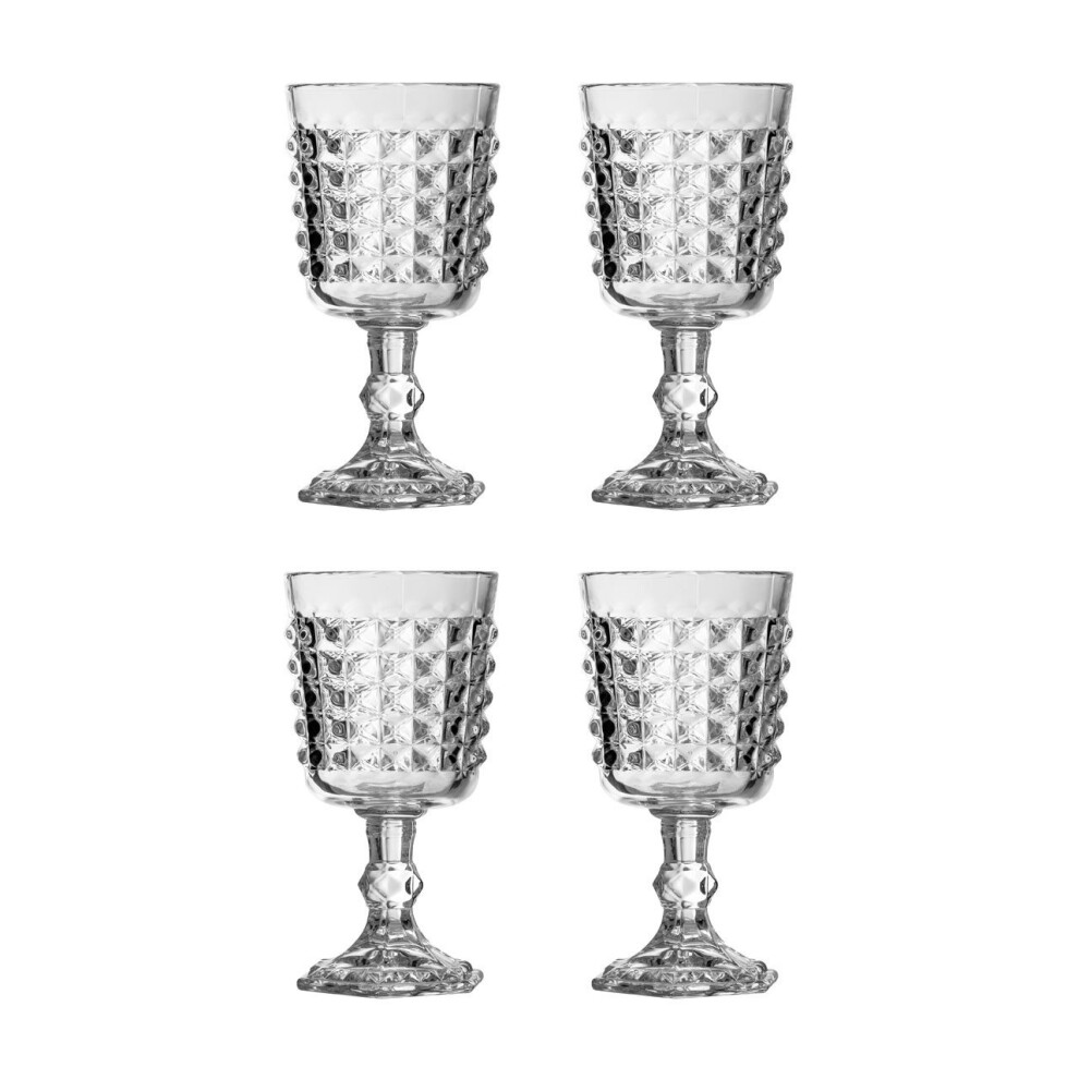 Set Of 4 Pyramid Wine Goblets, Clear, 250 ml
