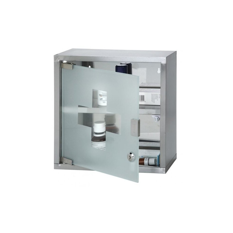 Medicine Cabinet Stainless Steel With Glass Door 30X12X30Cm