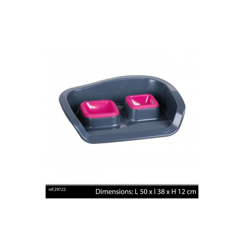 Pet Bowl Double With Tray Pink - Image 2