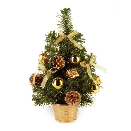Premier Decorations 30cm Gold Dressed Mini Desk Top Christmas Xmas Tree