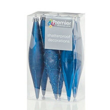 Premier Decorations 6pc Midnight Blue IcicleChristmas Tree Shatterproof Baubles
