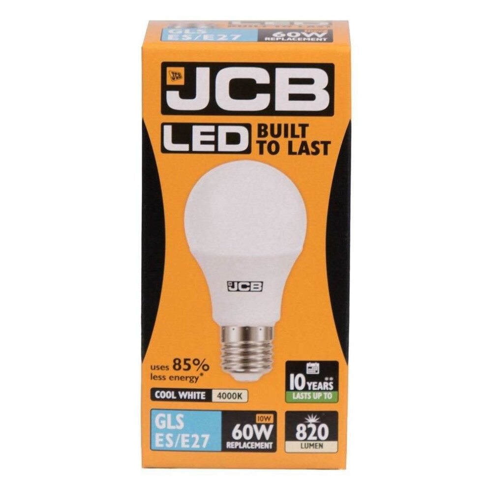 1 X JCB LED 10 W LED GLS Light Bulb ES E27 4000 K Cool White Opal 820LM
