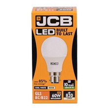 1 X JCB 60w Bayonet Cap LED GLS Light Bulb B22 BC Opal 4000k Cool White 820lm Replacement Bulb