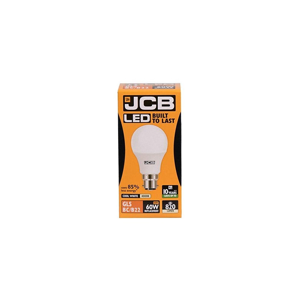 1 X JCB 60w Bayonet Cap LED GLS Light Bulb B22 BC Opal 4000k Cool White 820lm Replacement Bulb