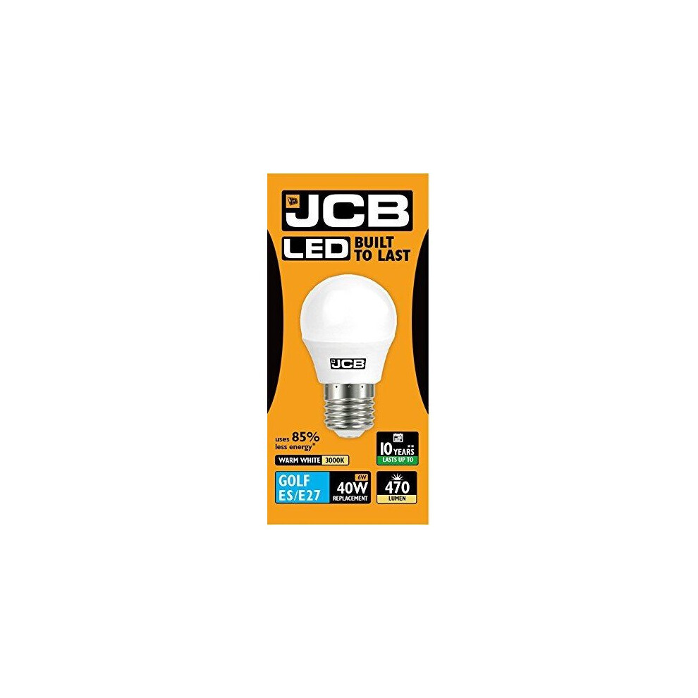 1 X JCB 6w LED E27 Golf Ball Bulbs Edison Screw, 40w Incandescent Bulb Equivalent, 470lm, Warm White 3000k