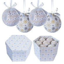 The Christmas Workshop 71610 Set of 14 Decoupage White & Gold Christmas Baubles