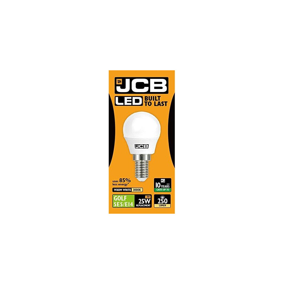 1 X JCB LED 3w = 25w SES/E14 Golf Ball Bulbs Screw Cap 250lm Warm White 3000k Non Dimmable [Energy Class A+]