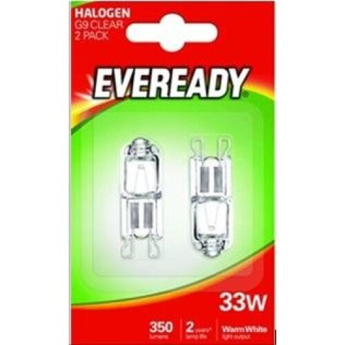 Eveready 2 x Eveready Eco Halogen 33W (40W Equivalent) Cap Capsule Light Bulb G9 [Energy Class C]