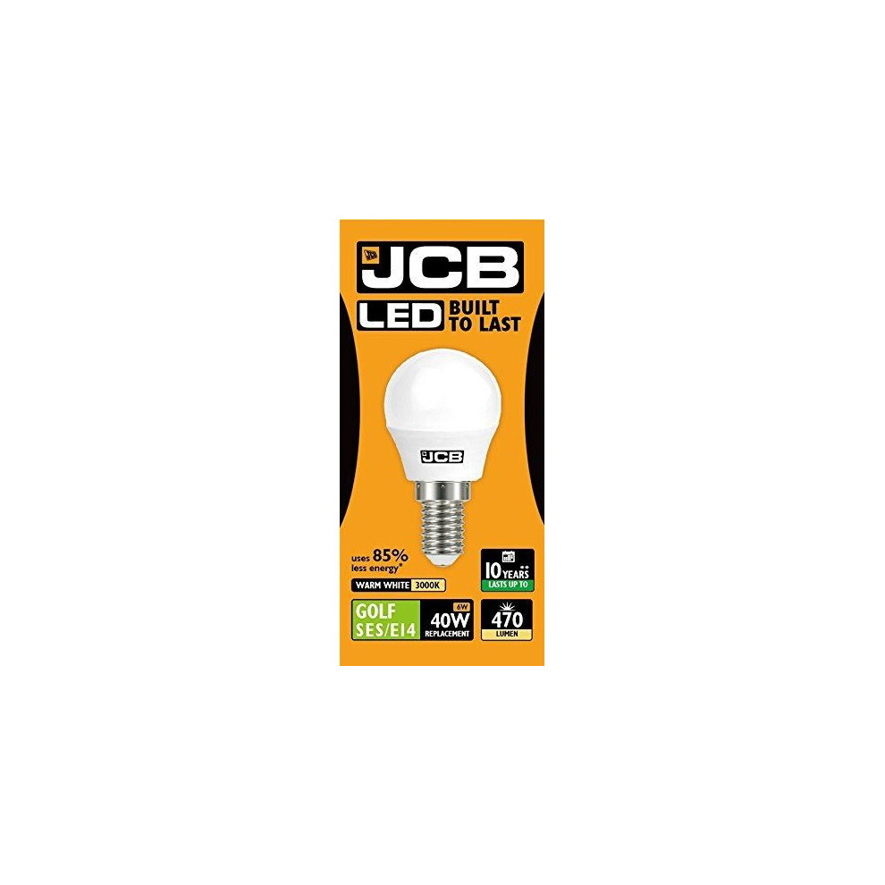 1 X JCB LED 6w = 40w SES/E14 Golf Ball Bulbs Screw Cap 470lm Warm White 3000k Non Dimmable [Energy Class A+]