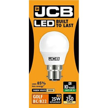1 X JCB LED 3w = 25w B22 Golf Ball Bulbs Bayonet 250lm Warm White 3000k Non Dimmable [Energy Class A+]