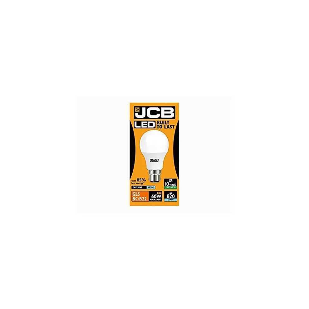 1 X JCB LED 10 Watt Bayonet Cap GLS Lamp Daylight 6500K 60W Replacement BC B22 LED Bulb [Energy Class A+]