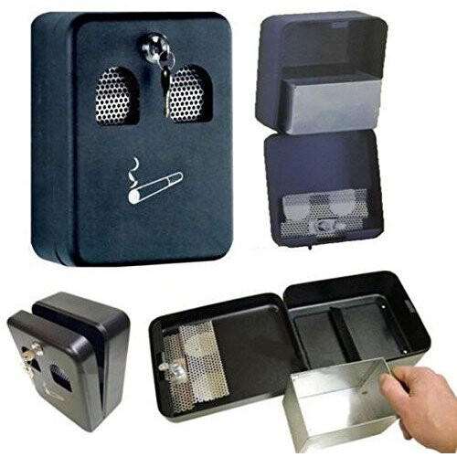 Ashley Housewares Wall Mounted Cigarette Ash Bin Outdoor Ashtray Lockable
