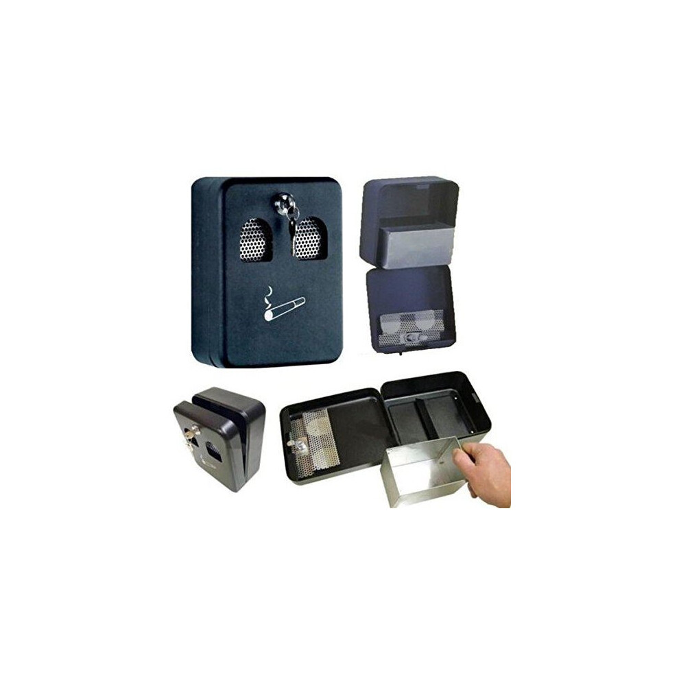 Ashley Housewares Wall Mounted Cigarette Ash Bin Outdoor Ashtray Lockable