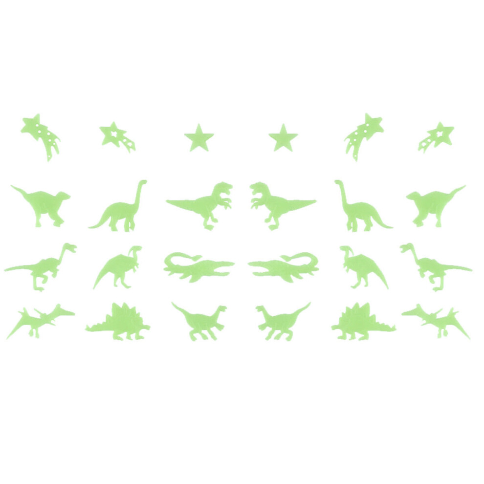 24pc Glow In The Dark Dinosaur Stickers | Stick-On Glow In The Dark Dinosaurs