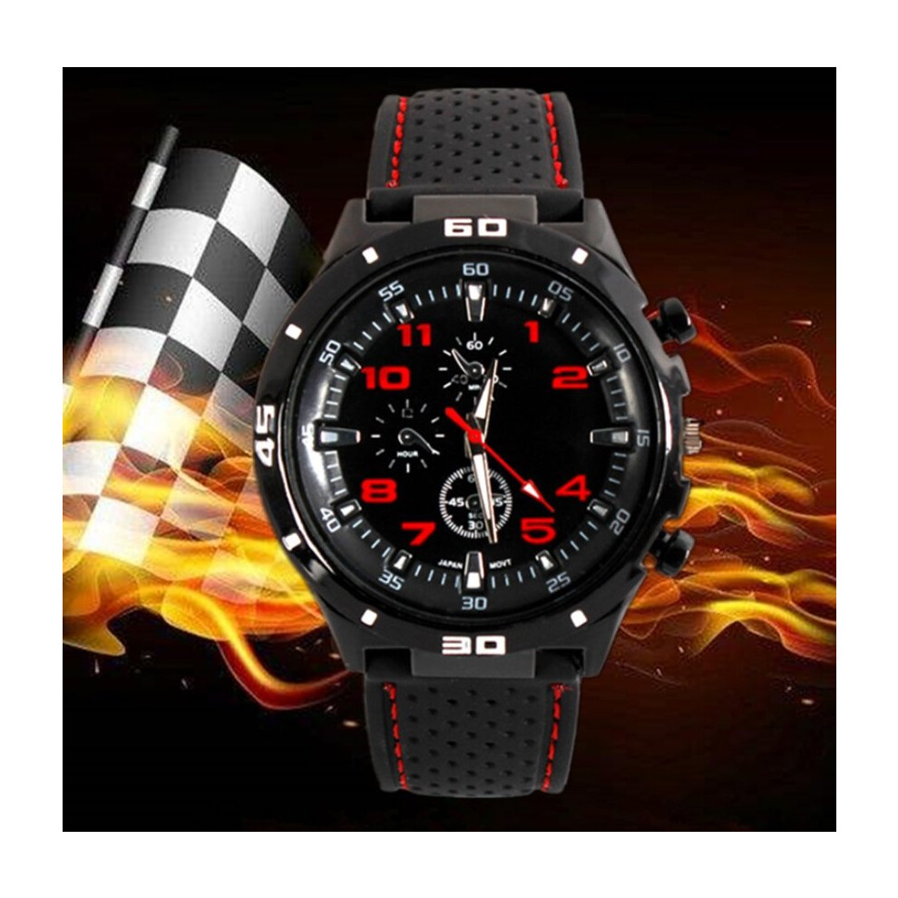 Men or Childrens Kids Boys Analogue Sport Spare Adult F1 GT Watch in Black and Red