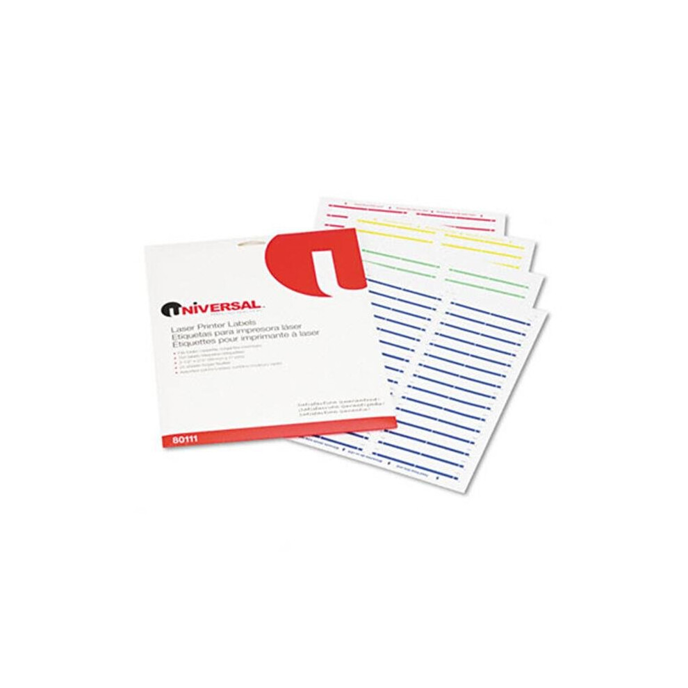 Universal 80111 Laser Printer File Folder Labels- 3-1/2 x 2/3- Assorted- 750/Pack