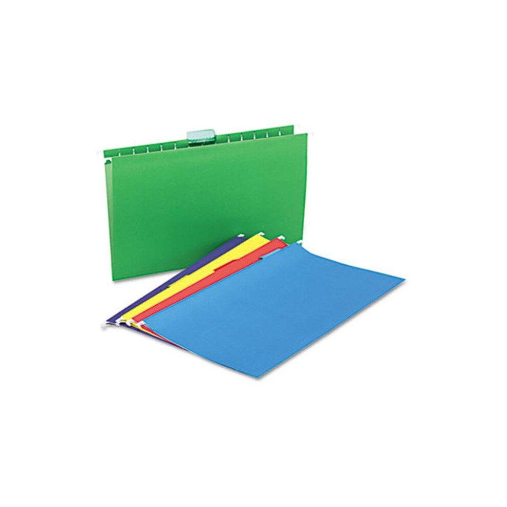 Universal 14221 Hanging File Folders- 1/5 Tab- 11 Point- Legal- Assorted Colors- 25/Box