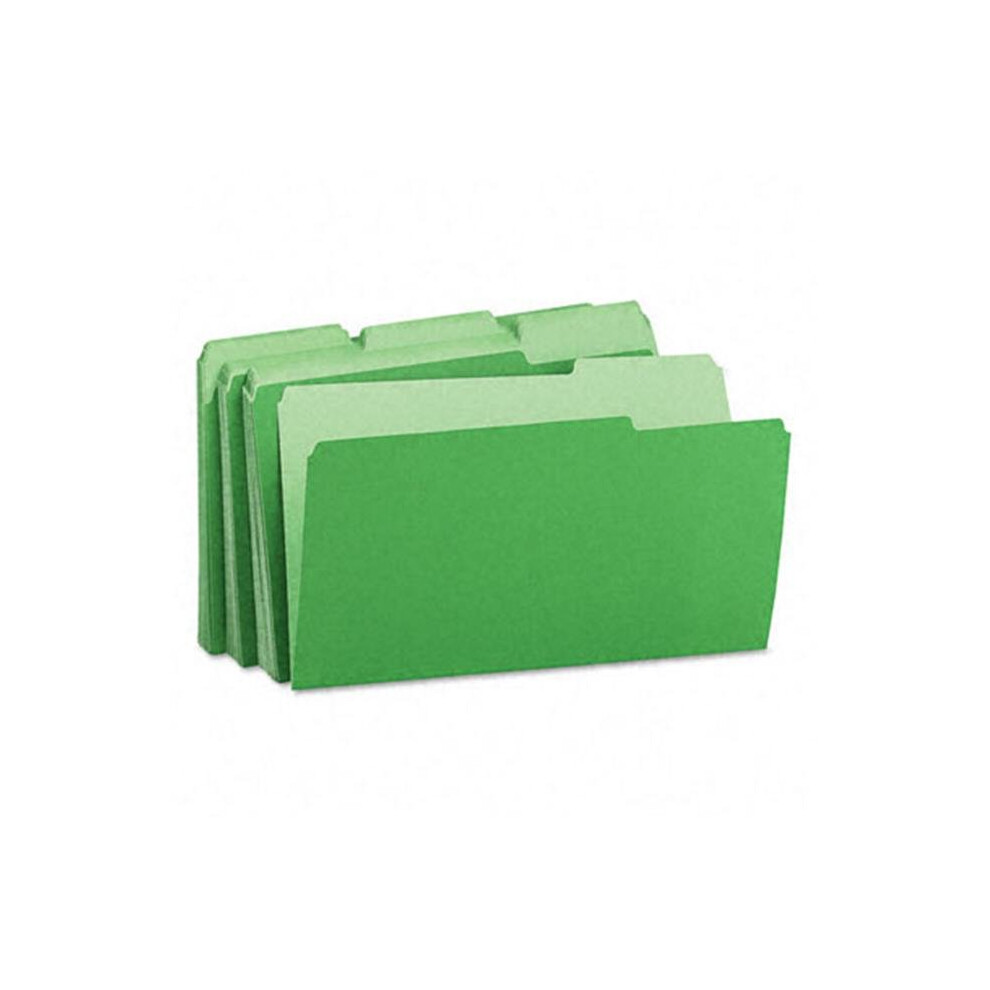 Universal 15302 Recycled Interior File Folders- 1/3 Cut- Top Tab- Legal- Green- 100/Box