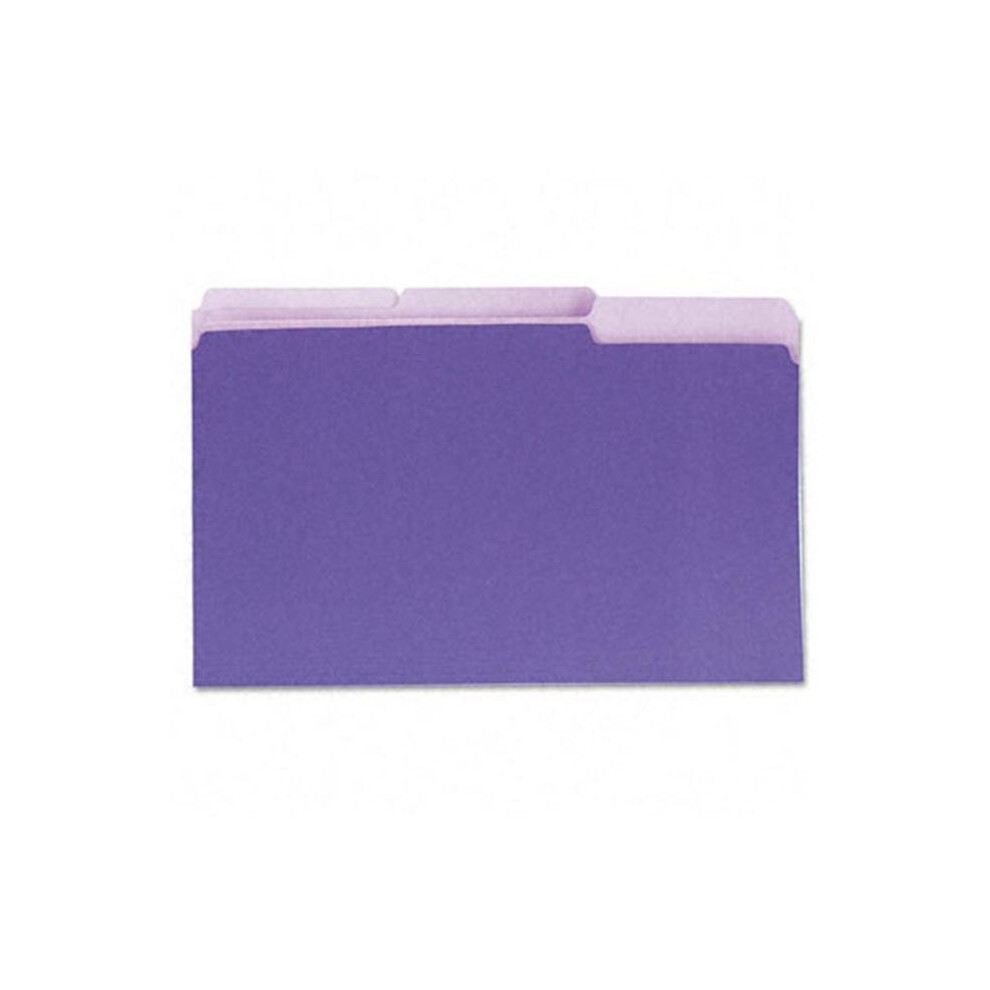 Universal 15305 Recycled Interior File Folders- 1/3 Cut- Top Tab- Legal- Violet- 100/Box