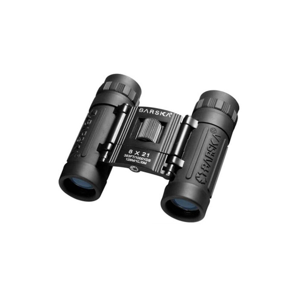 Barska Optics - Binoculars AB10108 8x21 Lucid View- Black- Compact- Blue Lens