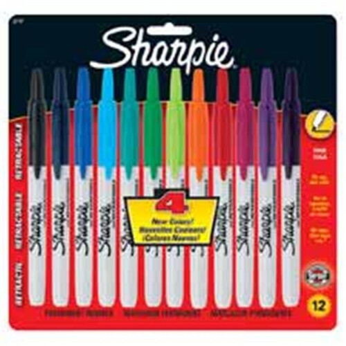 Sharpie Sanford Ink Corporation SAN32707 Permanent Sharpie Maker- Retractable- 12-ST- Assorted