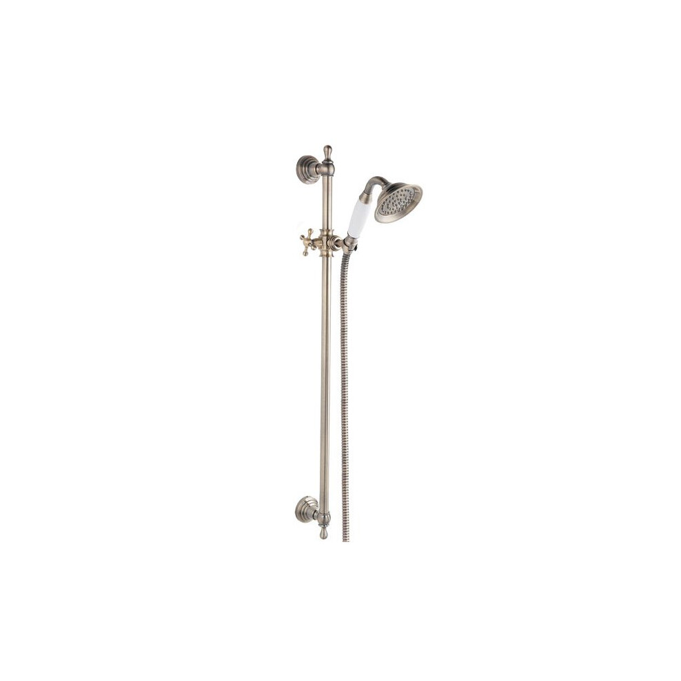 Retro Nostalgia Antique Brass Metal Plastic Shower Colum Set with Sliding Head-image-OPC-PQ7V2B-NEW