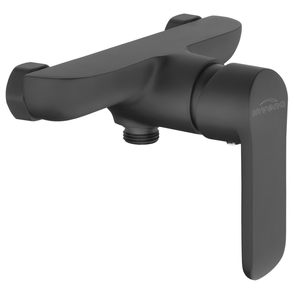 Bathroom Shower Wall Mounted Mixer Single Lever Tap Black Powder Coated Brass 5907798705412