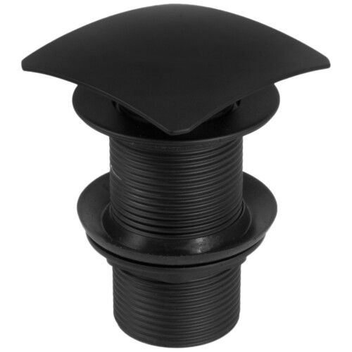 (Unslotted) Click-Clack Square Push Button Waste Plug Sink Basin Black Powder Coated