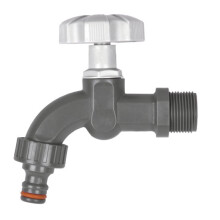 (3/4" x 3/4" BSP) 1/2" / 3/4" BSP Plastic Outdoor Garden Watering Tap Valve With Hose Connector