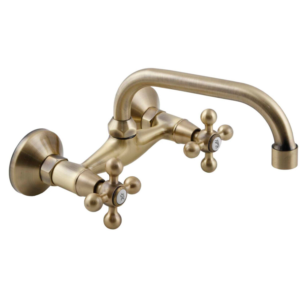 Antique Brass Kitchen Tap C Type Swivel Spout Retro Head - Image 3