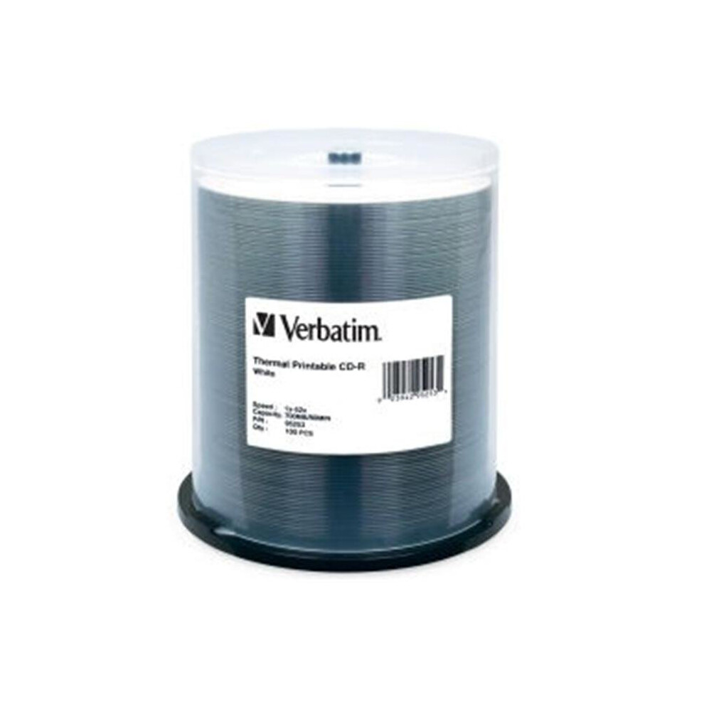 Verbatim/Smartdisk 95253 CD-R 80MIN 700MB 52X White Thermal Prinable 100pk Spindle