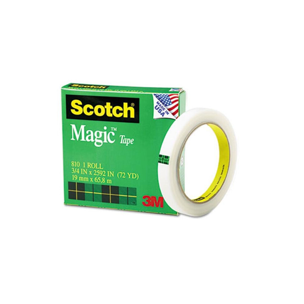 3M 810342592 Magic Office Tape  3/4&apos;&apos; x 72 Yards  3&apos;&apos; Core  Clear
