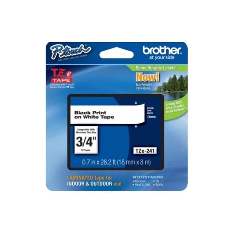 Brother TZE241 TZe Standard Adhesive Laminated Labeling Tape  3/4w  Black on White