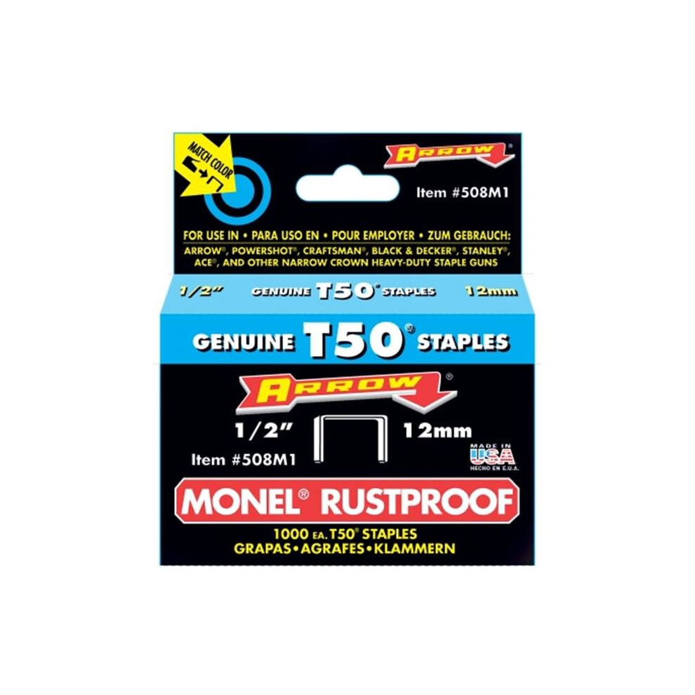 Arrow Fastener Co. .50in. T50 Monel Staples  508M1