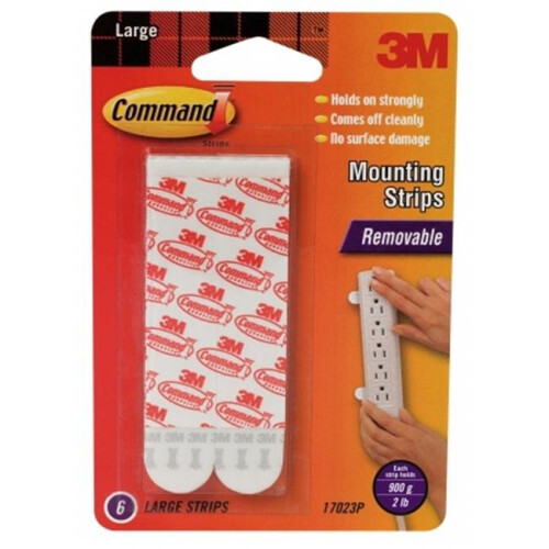 3M 3m 6 Count Large Command Mounting Strips  17023P