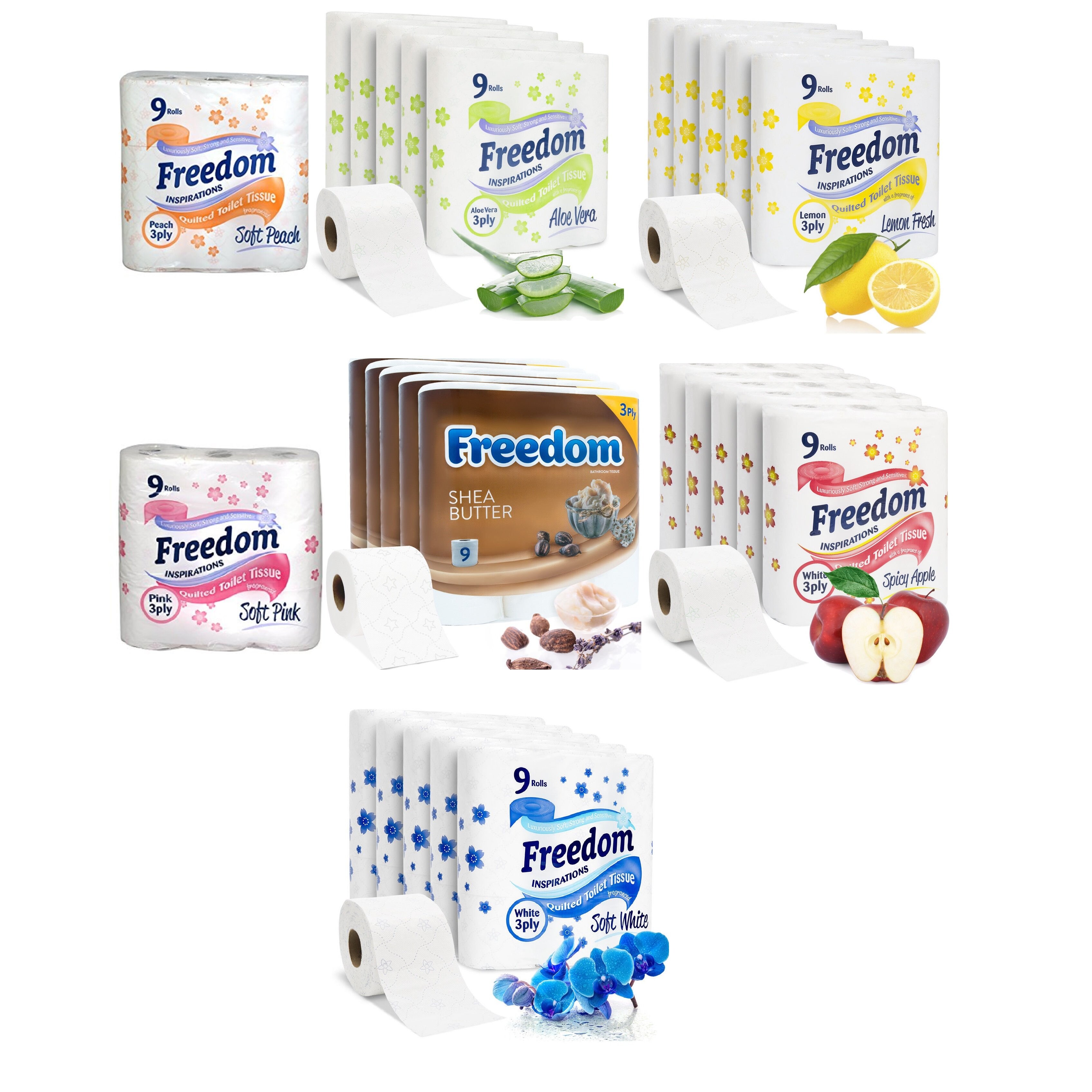 Freedom Inspirations Luxury 3Ply Toilet Roll 45 Quilted Shea Butter