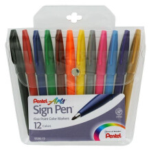 Pentel PENS52012 Pentel Arts Sign Pens  Fine Point  Assorted Ink  DZ - PENS52012