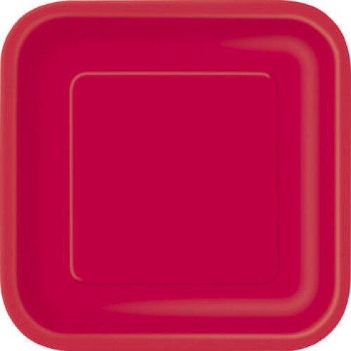 31493: 14 Ruby Red Square 9 in Paper Plates, 9x9 in - Bold Party Tableware