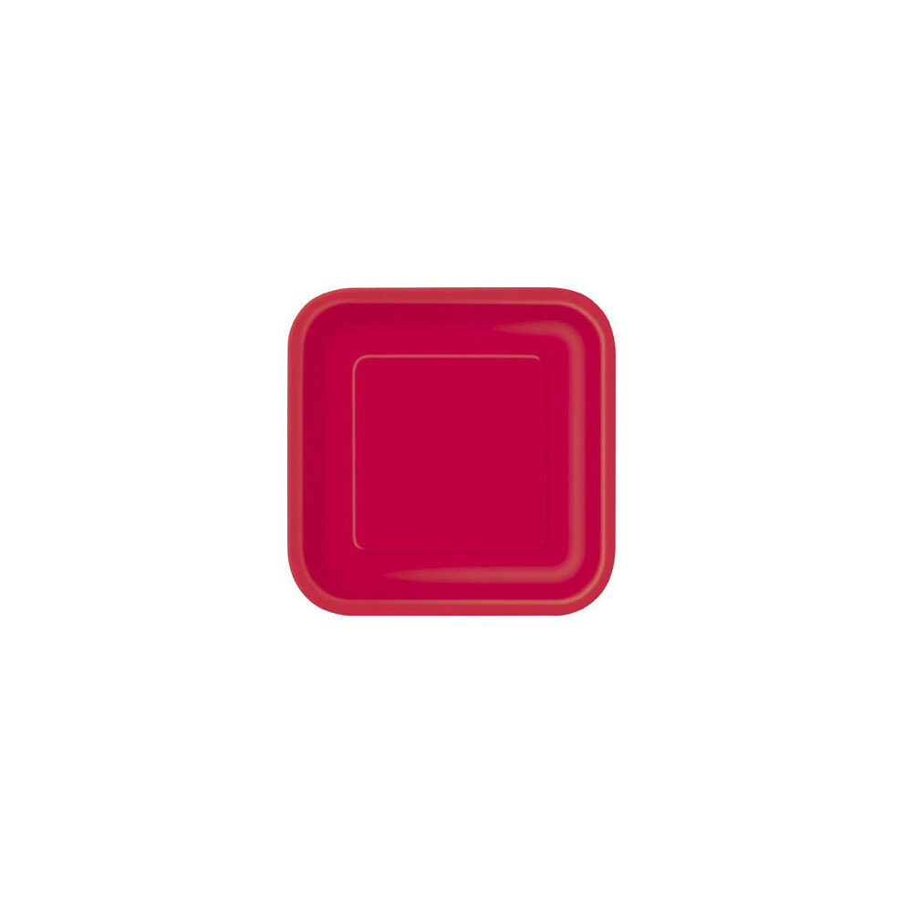 31493: 14 Ruby Red Square 9 in Paper Plates, 9x9 in - Bold Party Tableware