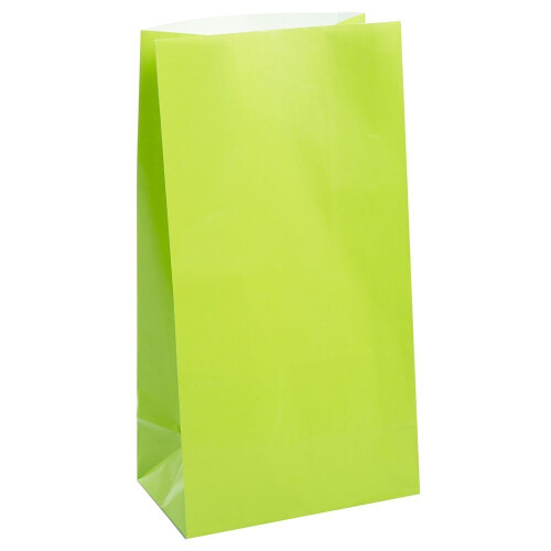 12 Lime Green Paper Gift Bags