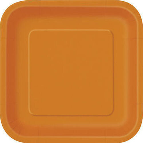 14 Pumpkin Orange Square 9" Plates