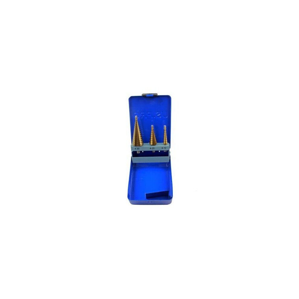 US PRO Tools 3pc HSS Step Drills Titanium Coated 4mm to 30mm 2645