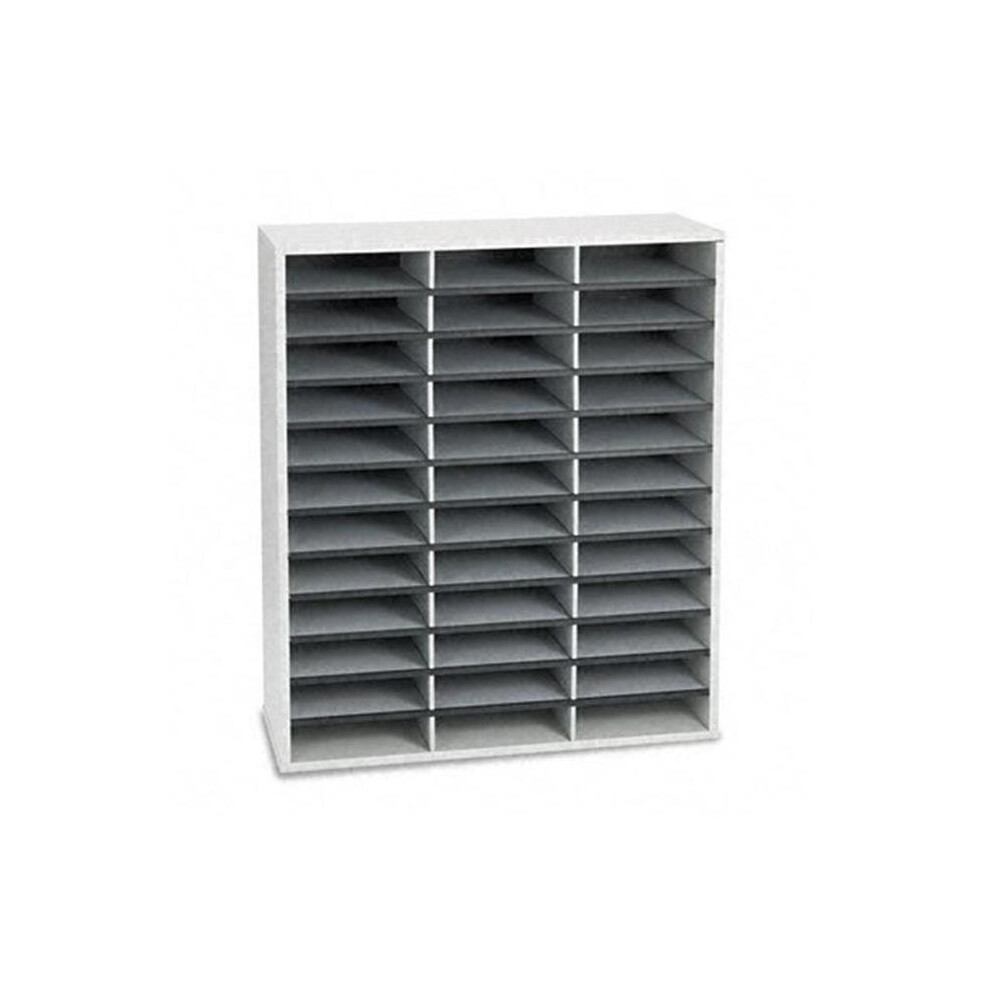 Fellowes 25061 Fiberboard Literature Sorter  36 Sections  29 x 11 7/8 x 34 3/4  Dove Gray