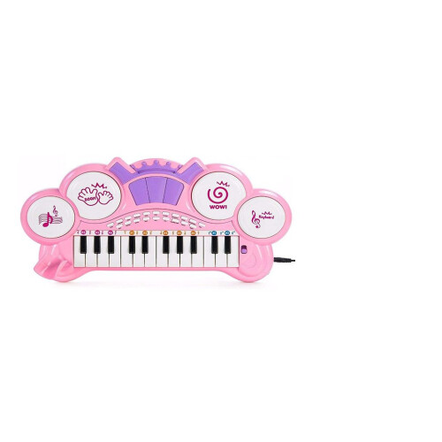The Magic Toy Shop Kids Electronic Keyboard with Lights, 24 Learning Keys, Drums, Microphone & Stool 1