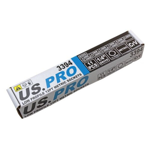 us pro US PRO Tools 11pc 1/4" Dr 12 Point Low Profile Metric Sockets 5 - 14mm 2