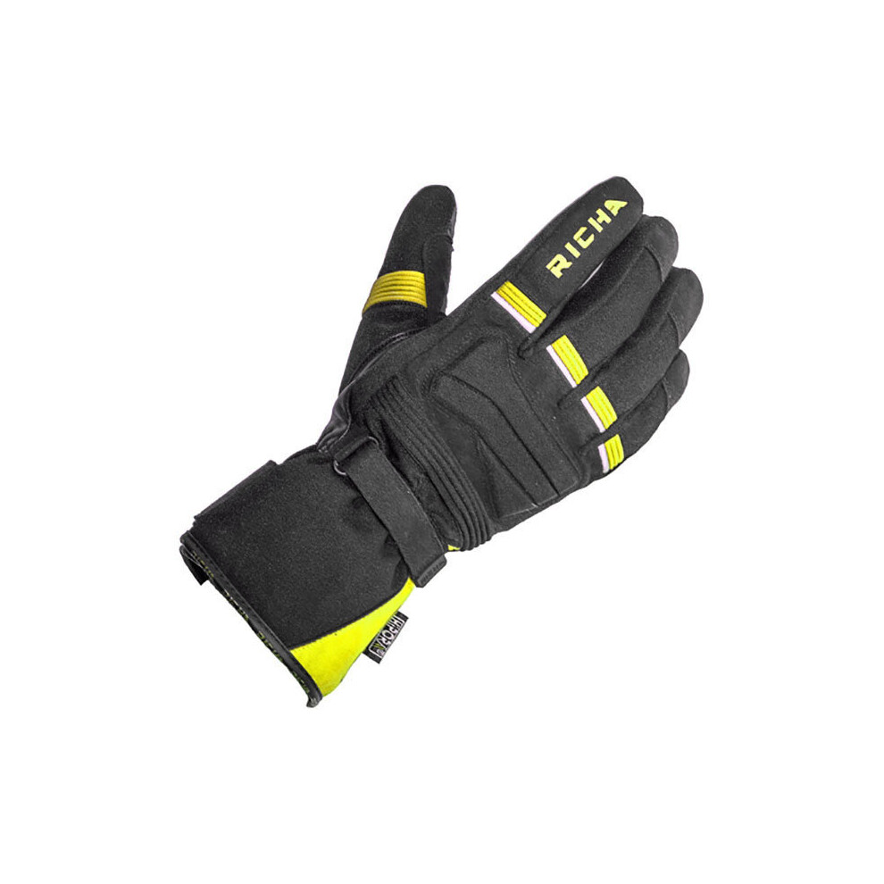 (2X-Large) Richa Peak Fluo Leather Textile Mix Waterproof Motorcycle Gloves Yellow 5060413812183